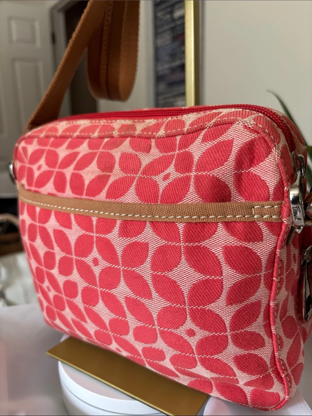 Vintage Fossil Signature Canvas Crossbody